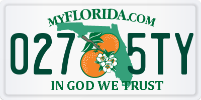 FL license plate 0275TY