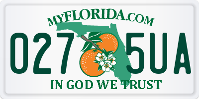 FL license plate 0275UA