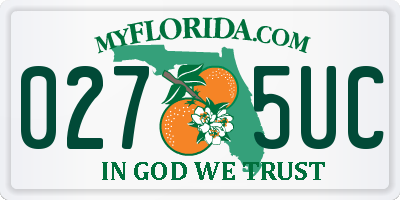 FL license plate 0275UC