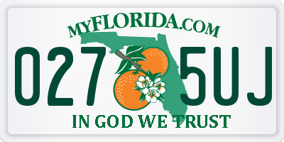 FL license plate 0275UJ