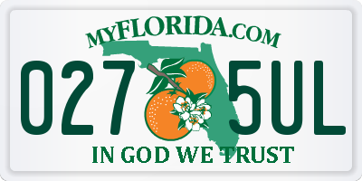FL license plate 0275UL