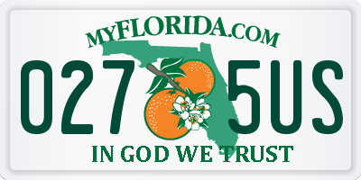FL license plate 0275US