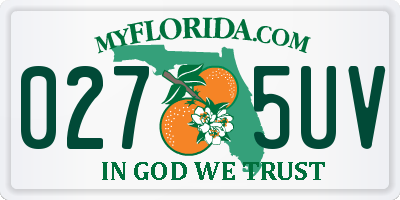 FL license plate 0275UV