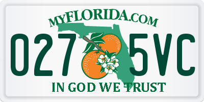 FL license plate 0275VC