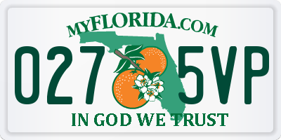 FL license plate 0275VP