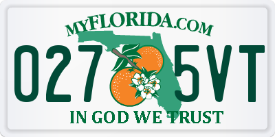 FL license plate 0275VT