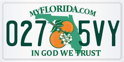 FL license plate 0275VY