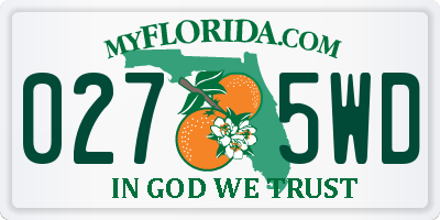 FL license plate 0275WD