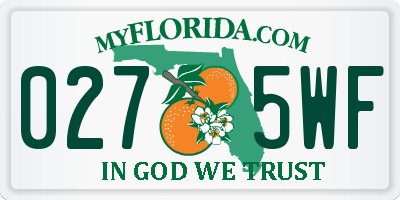 FL license plate 0275WF