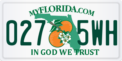 FL license plate 0275WH