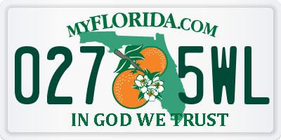 FL license plate 0275WL