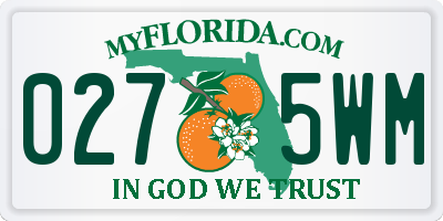 FL license plate 0275WM