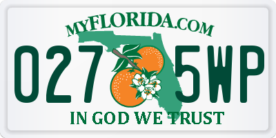 FL license plate 0275WP