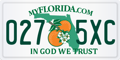 FL license plate 0275XC