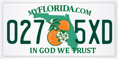 FL license plate 0275XD