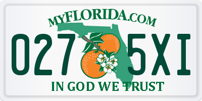 FL license plate 0275XI