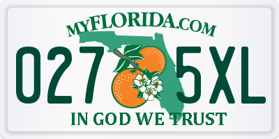 FL license plate 0275XL