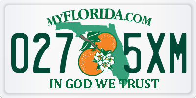 FL license plate 0275XM