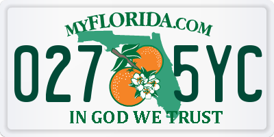 FL license plate 0275YC