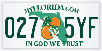 FL license plate 0275YF