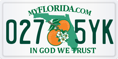 FL license plate 0275YK