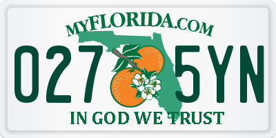 FL license plate 0275YN