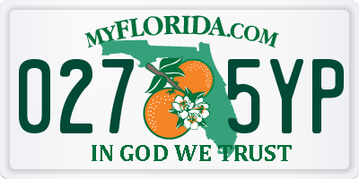 FL license plate 0275YP