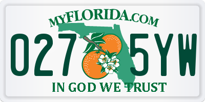 FL license plate 0275YW