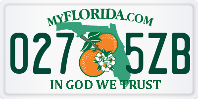 FL license plate 0275ZB