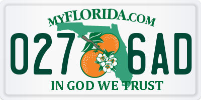FL license plate 0276AD