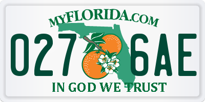 FL license plate 0276AE