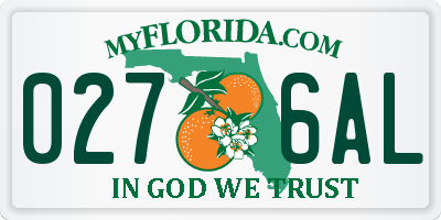 FL license plate 0276AL