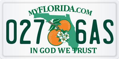 FL license plate 0276AS
