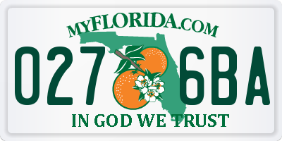 FL license plate 0276BA