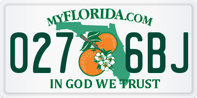 FL license plate 0276BJ