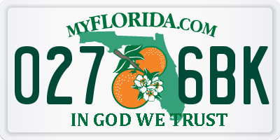 FL license plate 0276BK