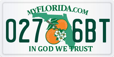 FL license plate 0276BT