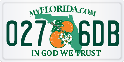FL license plate 0276DB