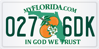 FL license plate 0276DK