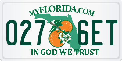 FL license plate 0276ET