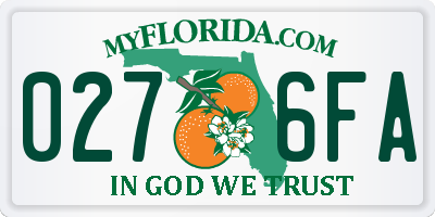 FL license plate 0276FA