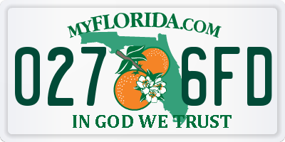 FL license plate 0276FD