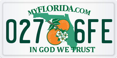 FL license plate 0276FE