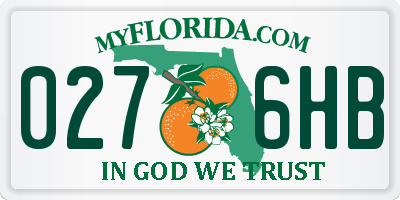 FL license plate 0276HB