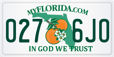 FL license plate 0276JO