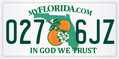 FL license plate 0276JZ