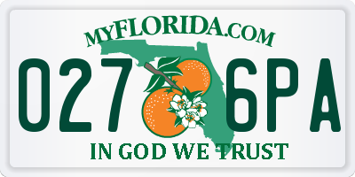 FL license plate 0276PA