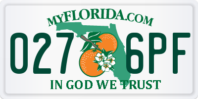 FL license plate 0276PF