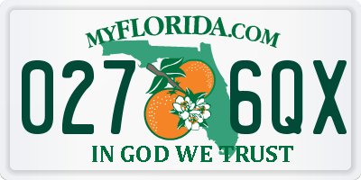 FL license plate 0276QX