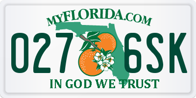 FL license plate 0276SK